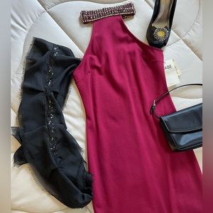 Lac Bleu Babe Society Jeweled Bodycon Midi Dress NWT